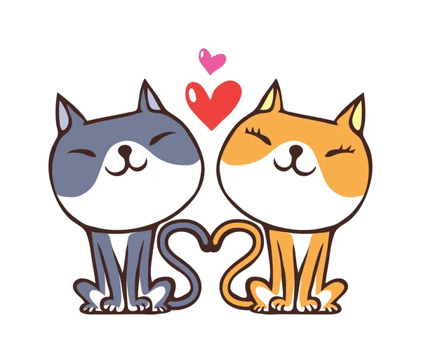 Sevgi dolu kediler — Stok Vektör