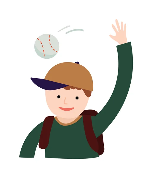 Un garçon lance une balle — Image vectorielle