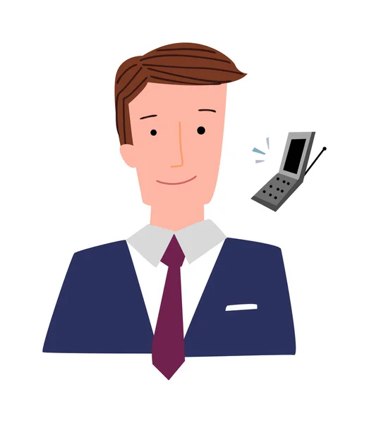 Hombre de negocios con teléfono móvil — Vector de stock