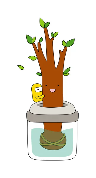 Tree in the pot with water — Stock Vector
