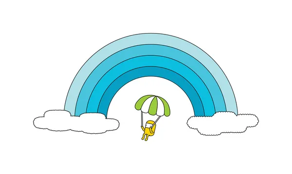 Skydiver no fundo do arco-íris — Vetor de Stock