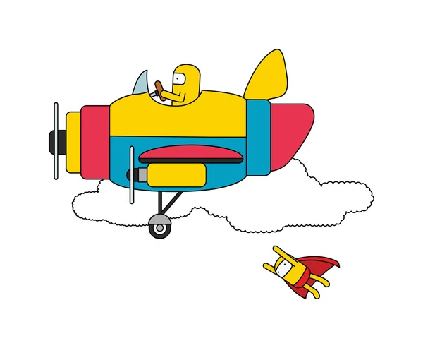 飛行機と flyingman — ストックベクタ