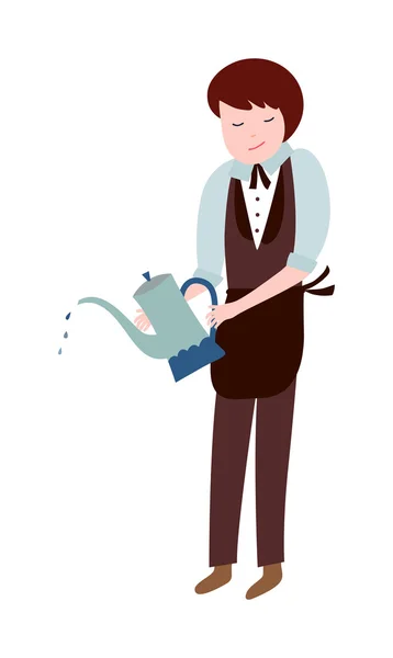 Girl with watering can — Stock Vector