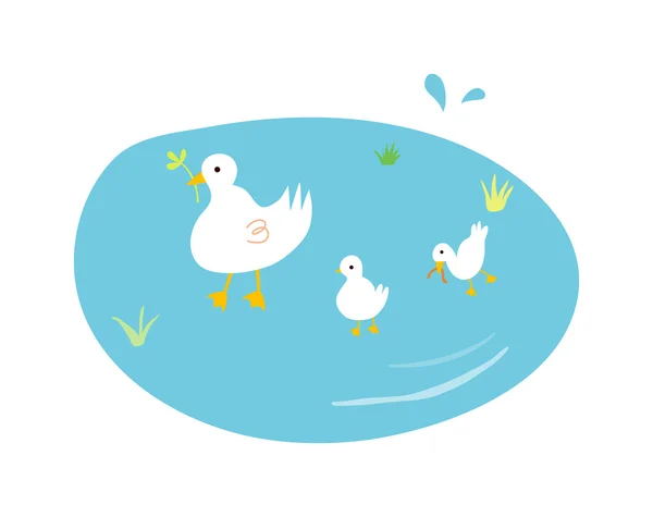 Patos en el lago — Vector de stock