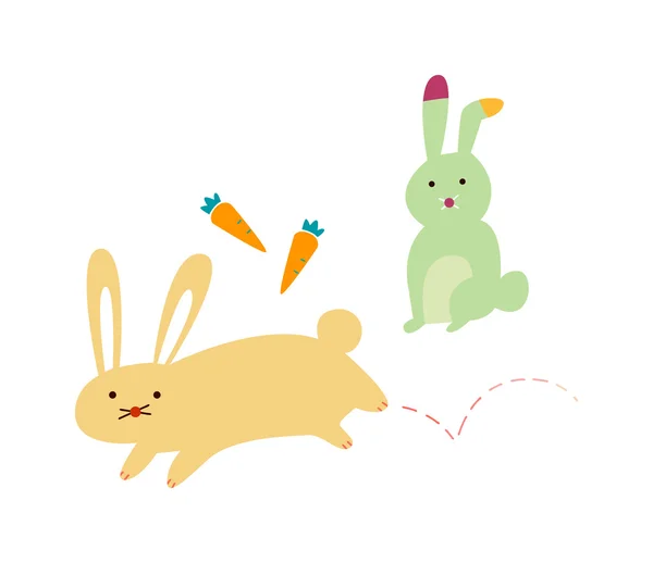 Rabbits with a carrots — Stock Vector