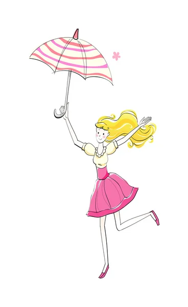 Flicka med paraply — Stock vektor