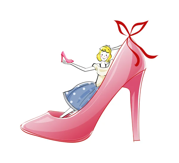 Girl in a shoe — Stock Vector