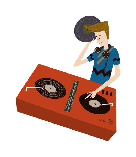 DJ changing records — Stock Vector