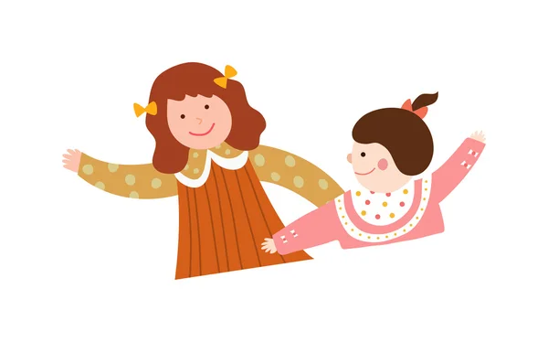 Hermanas felices — Vector de stock