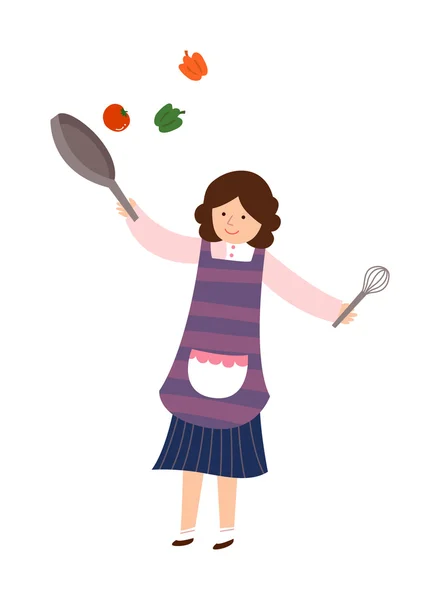 Woman prepares food — Stock Vector