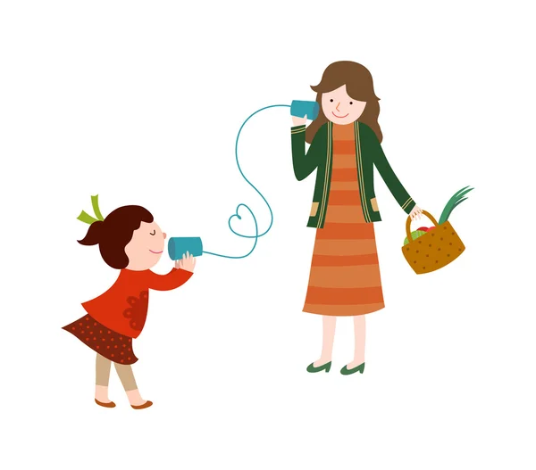 Madre jugando con su hija — Vector de stock