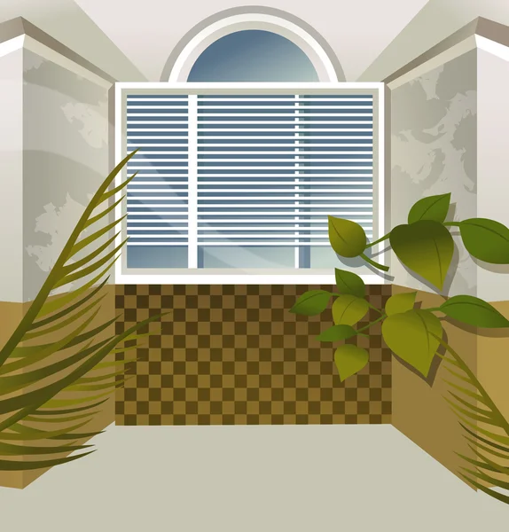 Ventana en el pasillo — Vector de stock