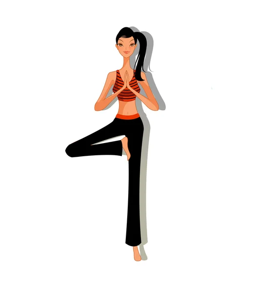 Girl is engaged in yoga — Stock Vector