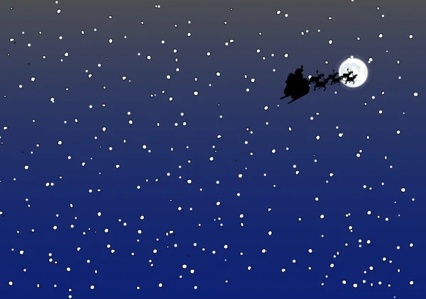 Jultomten på renar på natthimlen — Stock vektor