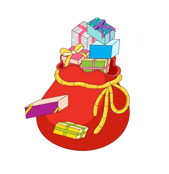 Christmas gifts in bag — Stock Vector