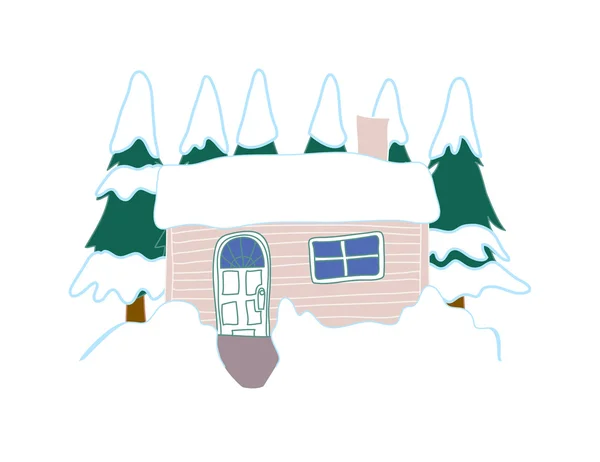 Dům v zimním lese — Stockový vektor