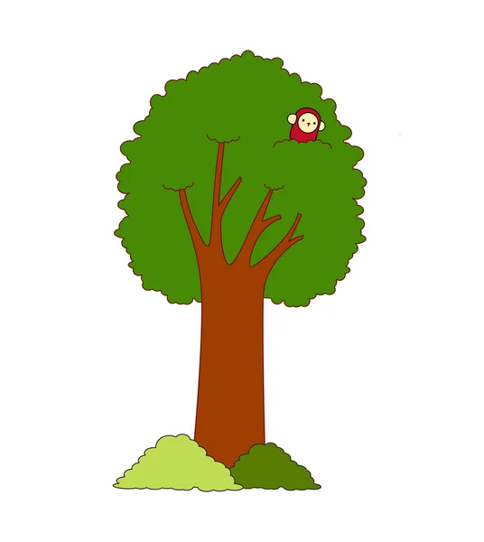 Niño en el árbol — Vector de stock