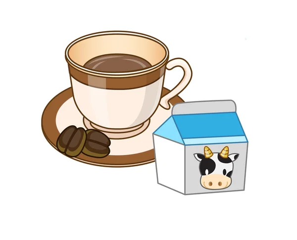 Leche y café — Vector de stock