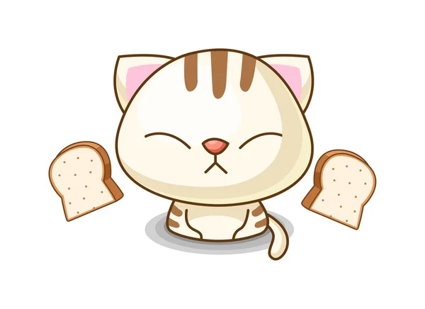 Katt med bröd — Stockový vektor