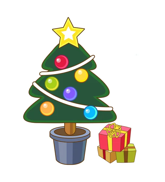 Χριστουγεννιάτικα δώρα κάτω από το δέντρο — Διανυσματικό Αρχείο