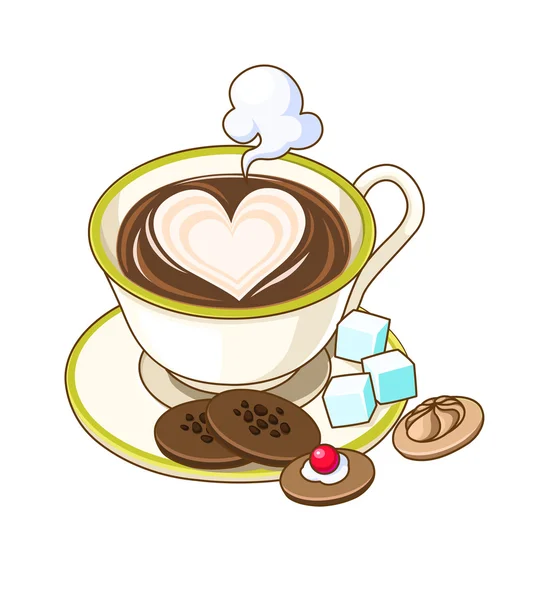 Чашка кофе с печеньем — стоковый вектор