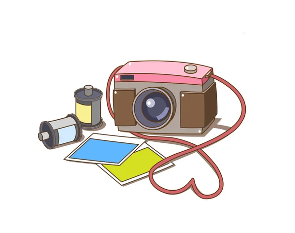 Старая камера и фотографии — стоковый вектор