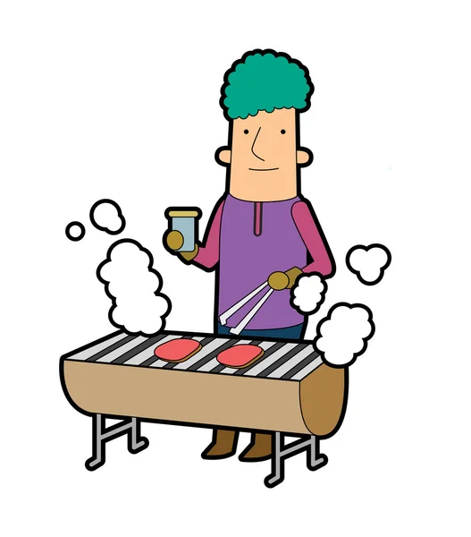 Man on barbecue — Stock Vector