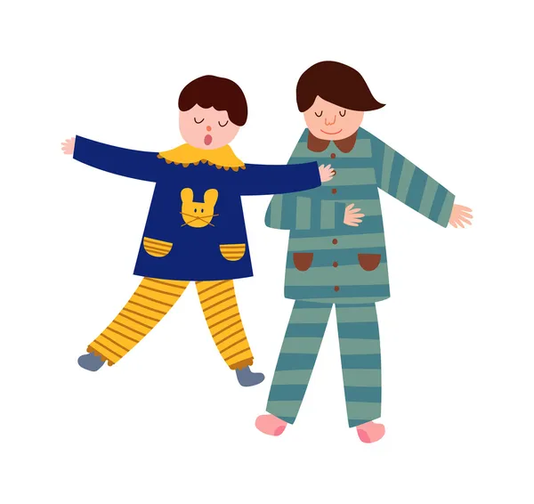 Kids doing gymnastic exercises — Stock Illustration Kids doing gymnastic exercises Vector Graphics
