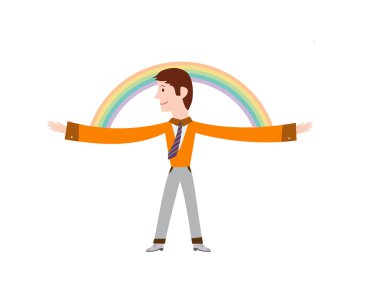 Gökkuşağı arka planda Man