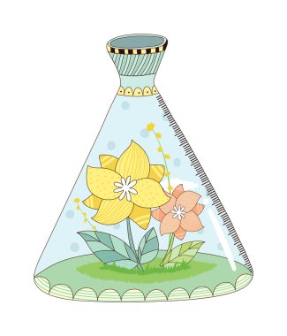 bir şişesi çiçeklenir