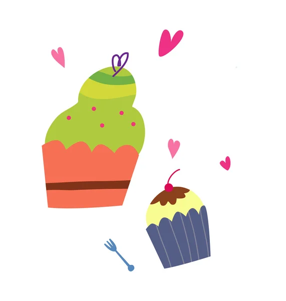 Liebe Cupcakes — Stockvektor