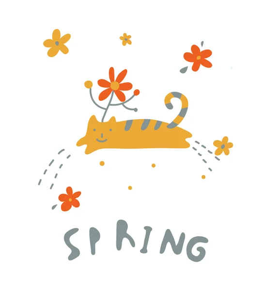 Chat de printemps — Image vectorielle