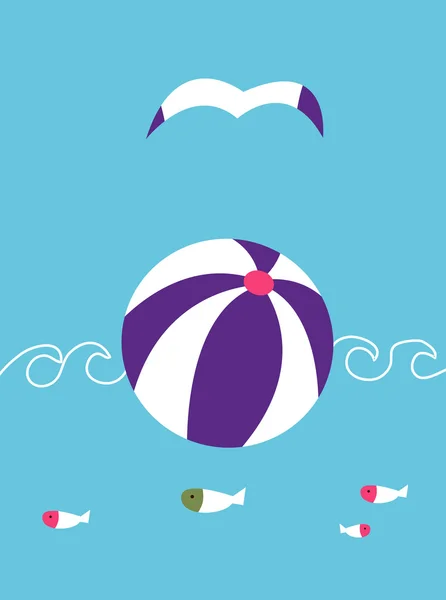 Мяч в море — стоковый вектор