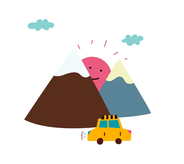 Taxi in mountains — Stock Vector