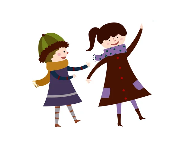 Girls in winter clothes — Stock Vector