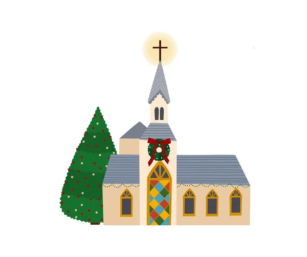 Weihnachtskirche — Stockvektor