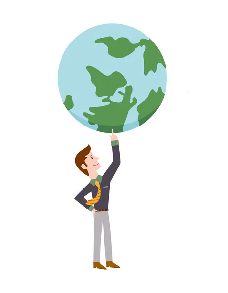 Man hold a planet — Stock Vector