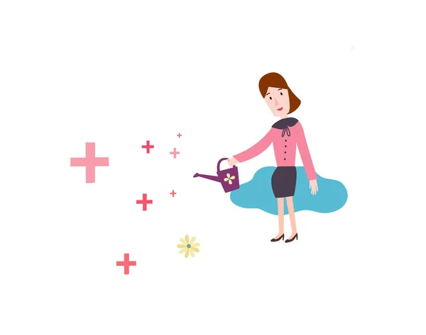 Girl with watering can — Stock Vector