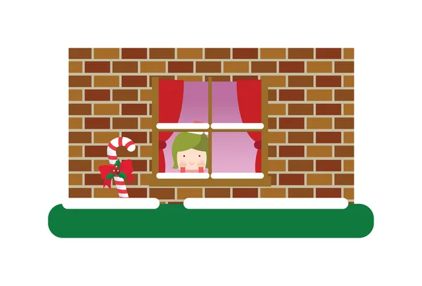 Boy in window — Stock Vector