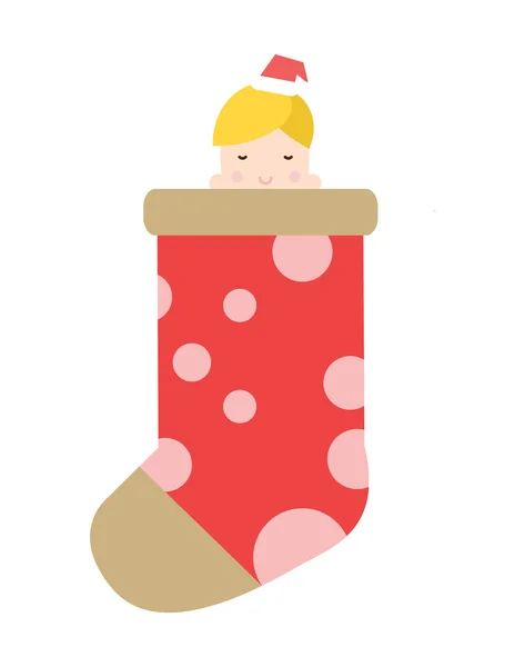 Fille en chaussette de Noël — Image vectorielle