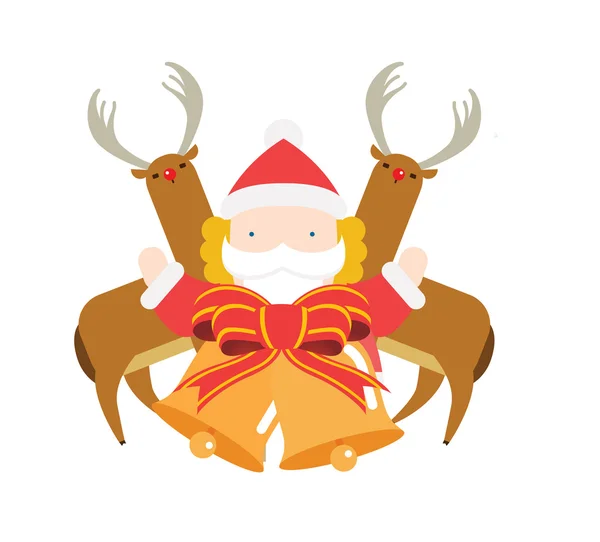 Père Noël avec cerfs — Image vectorielle