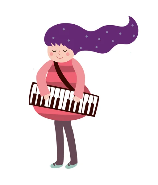 女孩与键盘 — 图库矢量图片