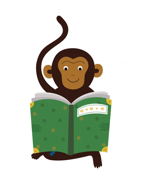 读一本书的猴子 — 图库矢量图片