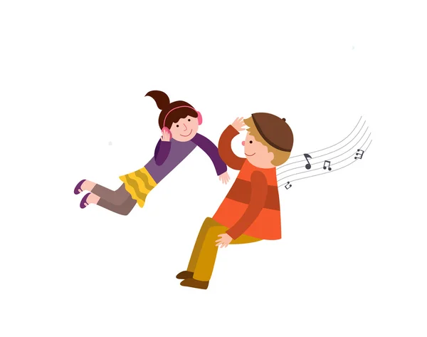 Les jeunes écoutent de la musique — Image vectorielle