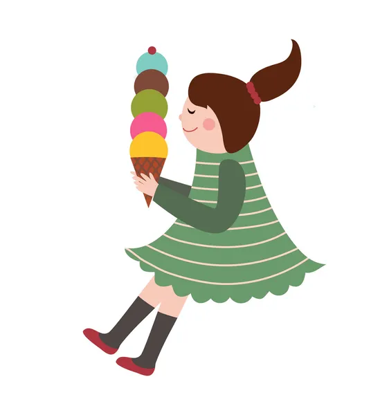 Girl eat ice-cream — Stock Vector