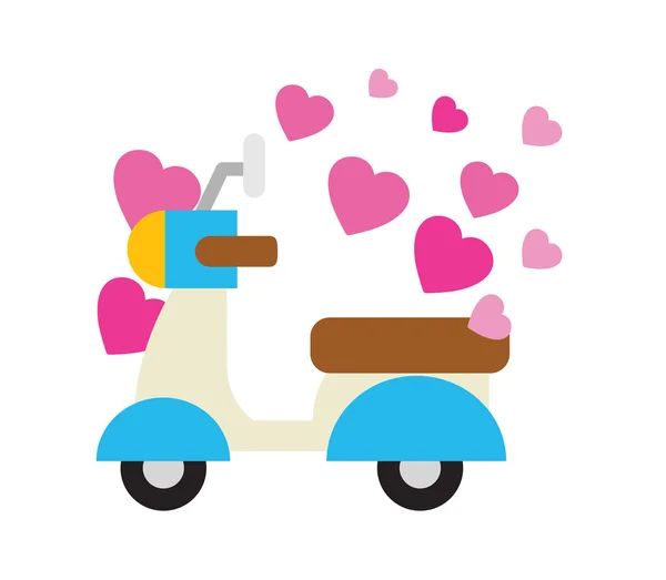 Love moped — Stock Vector