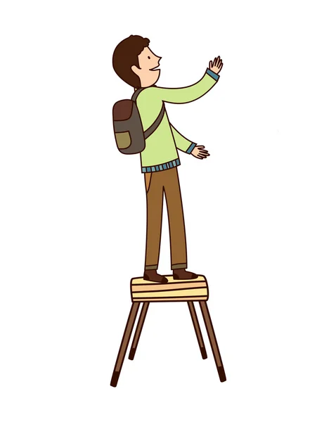 Student boy on chair — Stock Vector