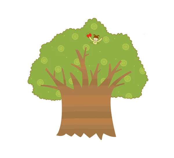 Fille dans l'arbre — Image vectorielle