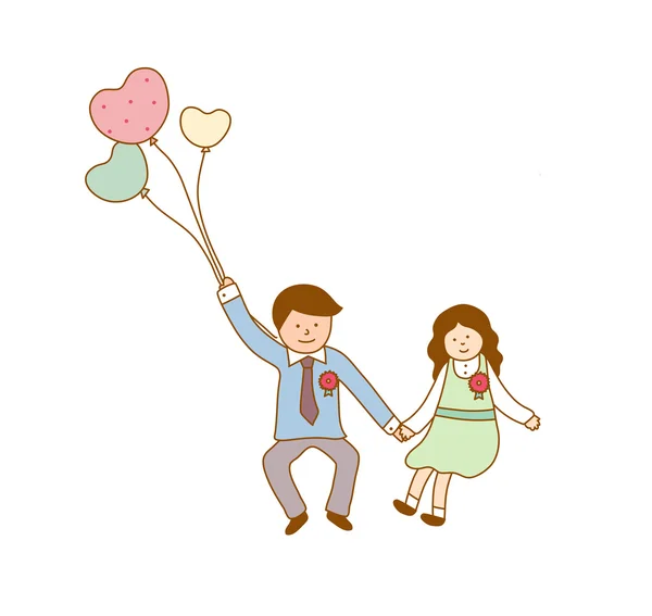 Couple avec ballons — Image vectorielle