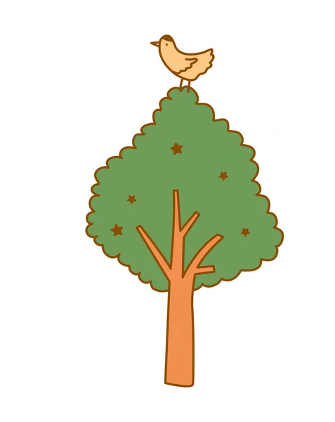 Vogel auf Baum — Stockvektor